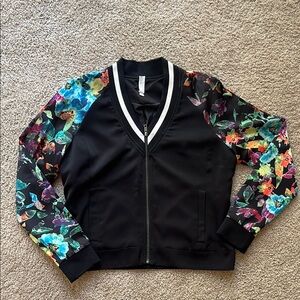 Mural Black Floral Bomber Jacket
